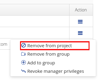Remove an user from the group