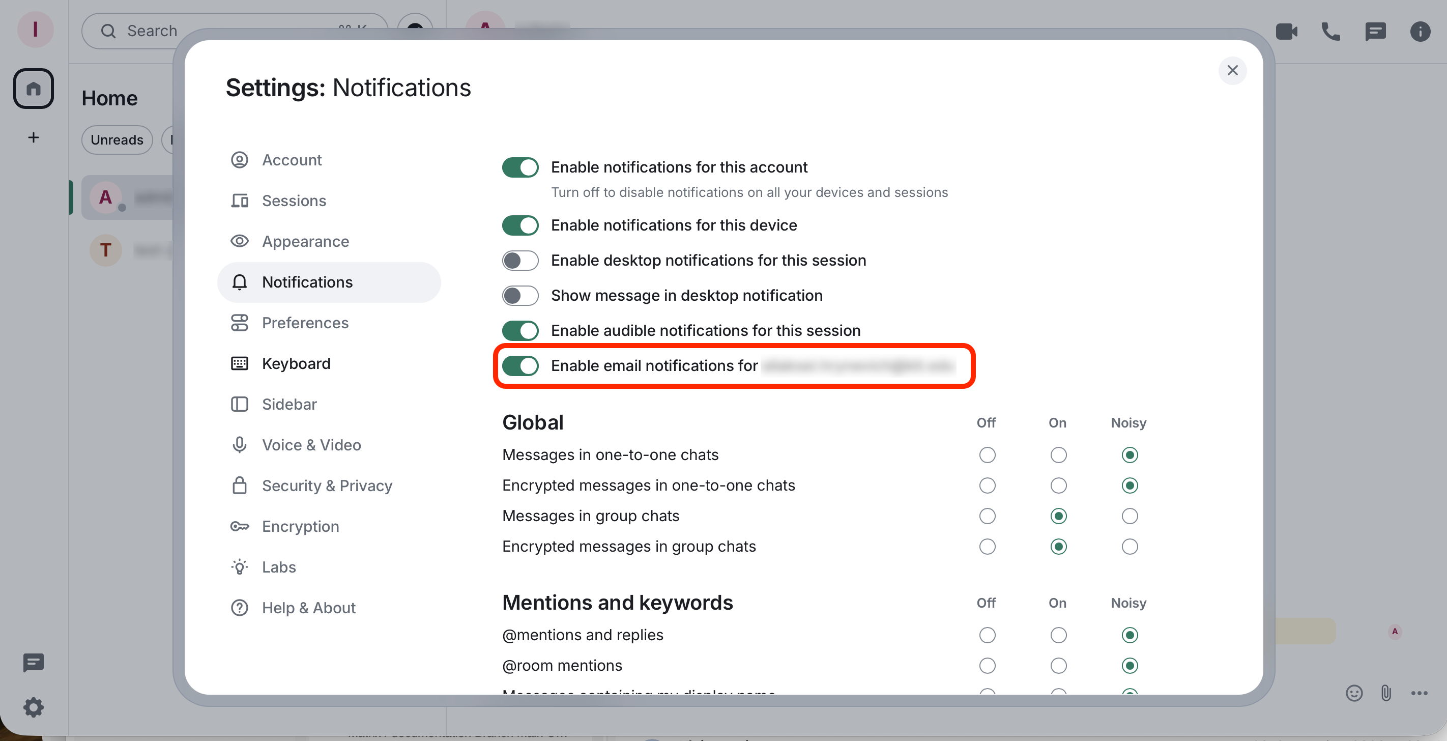 Email notifications